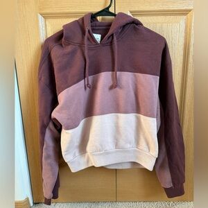 Abercrombie & Fitch Colorblock Hooded Women's Sweater in Burgundy, Mauve, Blush